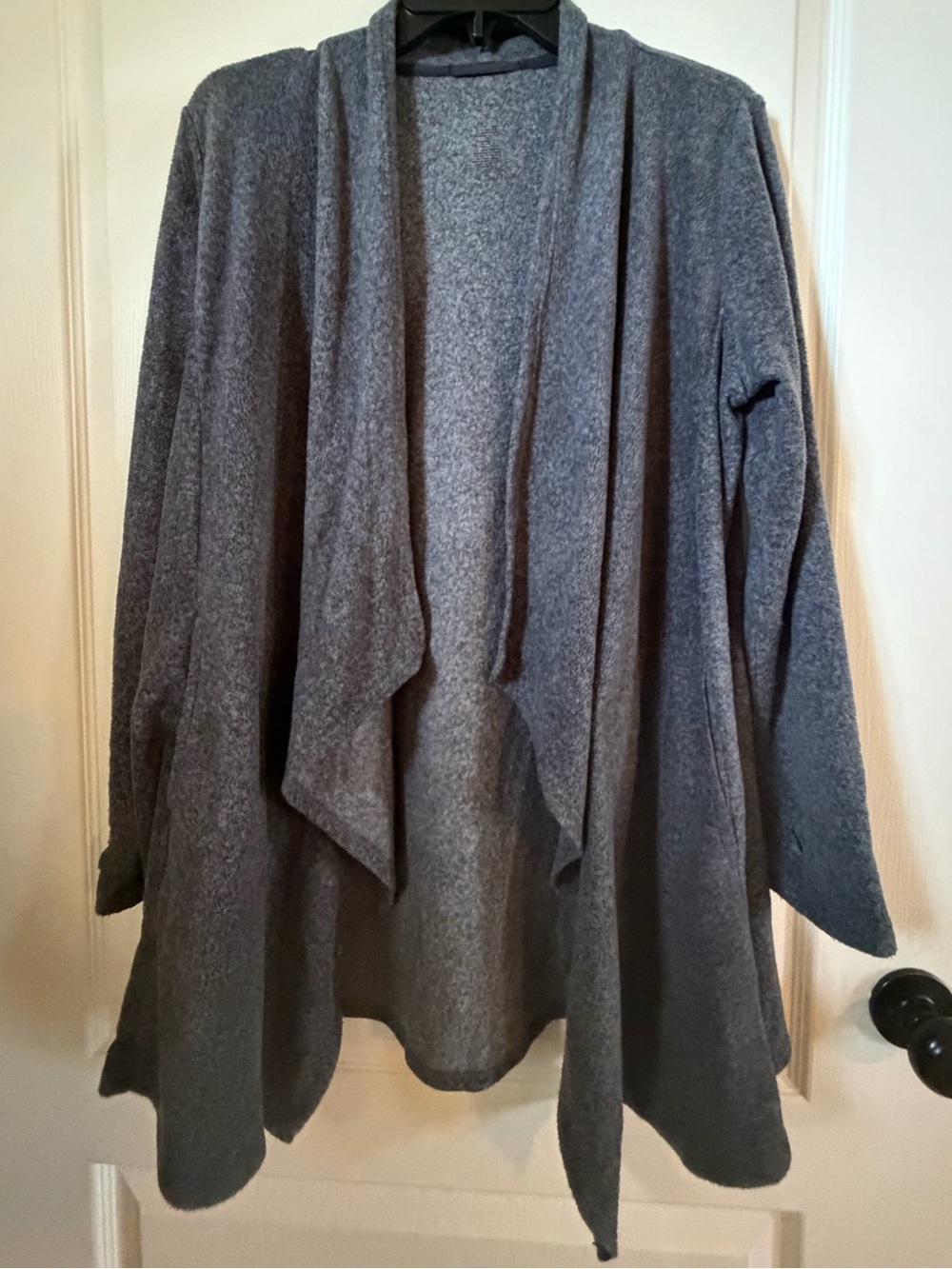 Cuddl Duds Open-Front Draped Charcoal Cardigan w/Pockets~ size S/M